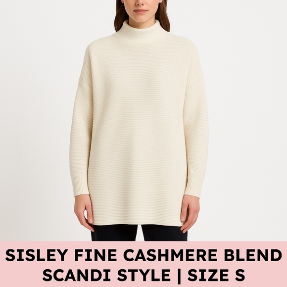 Sisley Fine Cashmere Blend Sweater Scandinavian Knit S - Picture 1 of 11